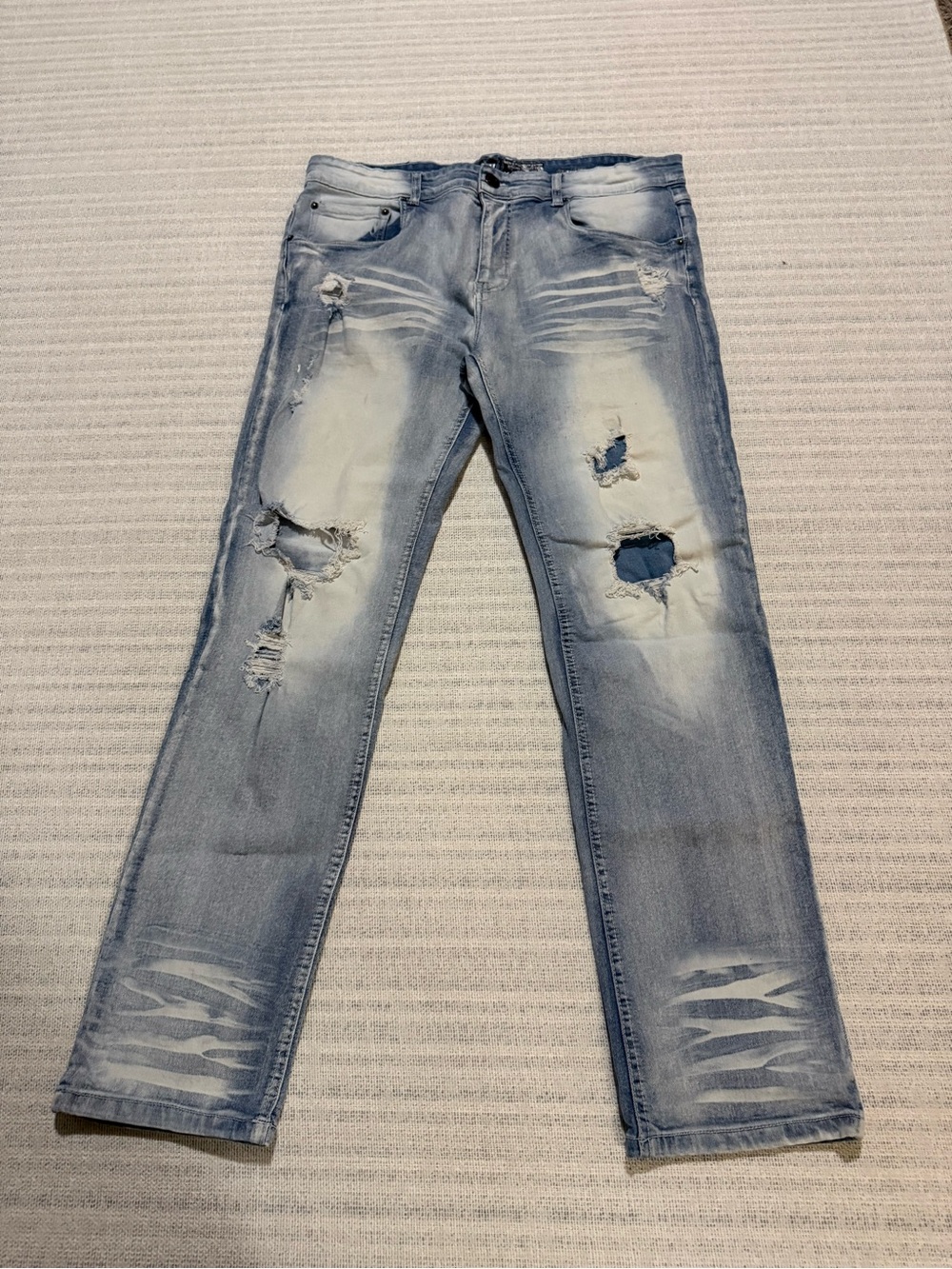 SPARK Premium Denim Stretch Slim Fit Distressed Jeans Men’s 38x32